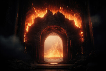 Wall Mural - burning fire in the dark - generative ai