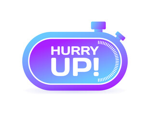 Wall Mural - Hurry up stopwatch. Flat, purple, hurry up sign. Vector icon