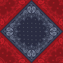 Paisley Bandana Pattern On Red Background 