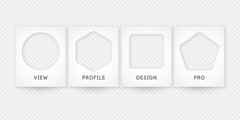 Poster - A set of images for placing avatars in a card. Cards with slotted windows of geometric shape.