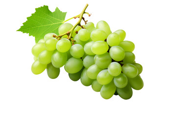 Wall Mural - Green wine grapes isolated on transparent or white background, png
