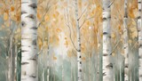 birch trees, watercolor, forest, trees background