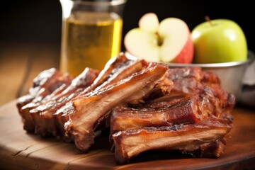 Poster - close-up of glazed ribs with apple smoke