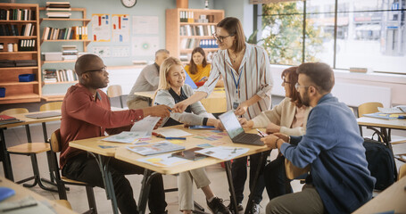 Diverse Multiethnic Young and Senior Adults Having a Fun Quiz Game Team Assignment, Undergoing Workforce Training Program for Improving Connections and Relationships Between Employees