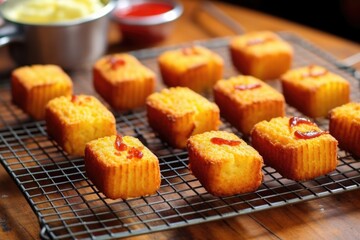 Poster - mini bbq cornbread loaves on a cooling rack