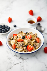 Wall Mural - Traditional overnight oats with berries and banana