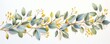 Watercolor olive branch with leaves and fruits isolated on white background. Decorative flower border template for wedding, greeting card, wallpaper, banner and invitation