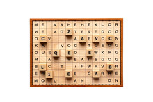 Detailed Top View of Scrabble Letter Tiles and Board Isolated on Transparent Background