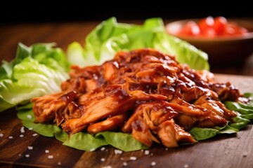 Poster - bourbon bbq chicken on top of crisp lettuce