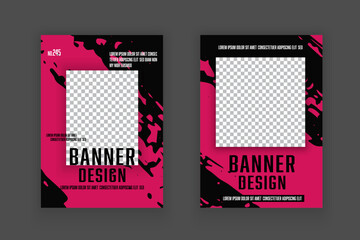 Wall Mural - Vector flyer template for digital business marketing. Grunge brush banner template.