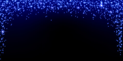 Wall Mural - blue falling glitter particles, arch shape. design template.