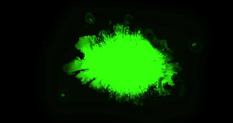 Wall Mural - abstract paint brush stroke shape white ink splattering flowing and washing on chroma key green scre
