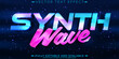 Music synth wave text effect, editable retro and neon text style