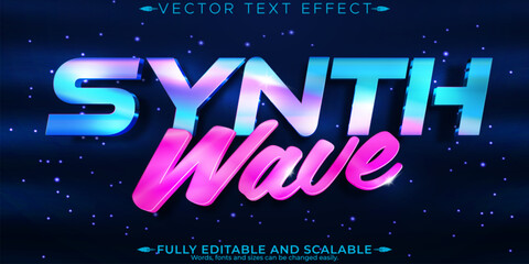 Wall Mural - Music synth wave text effect, editable retro and neon text style