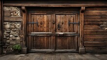 An Old Rustic Wooden Door. Generative AI.