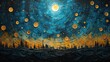 Oil painting of godly universe at night. Digital Art.