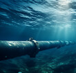 Underwater oil or gas pipeline in the sea