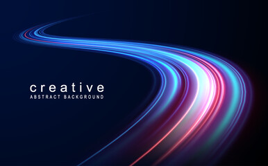 Wall Mural - the speed line is blue and red in color. the spiral wave looks like a road. light curved blue speed 