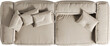 Top view of sand modular sofa with cushions	