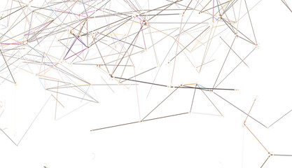 Poster - abstract lines with dots over dark background.
