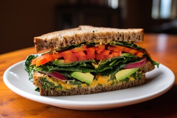 Wall Mural - veggie-loaded sandwich on sourdough with lots of color