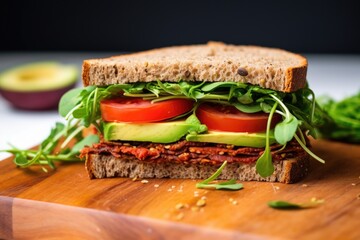 Wall Mural - vegan sandwich on fresh sourdough bread