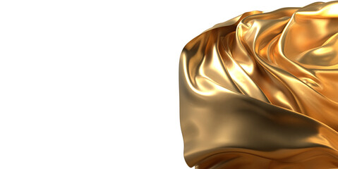 Aufkleber - Opulent Drapery: Abstract 3D Gold Cloth Illustration for Exquisite Visuals