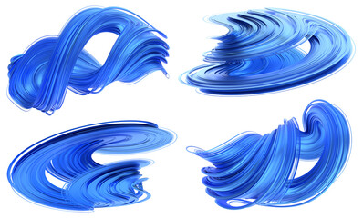 Sticker - Set of abstract blue shapes, 3d render