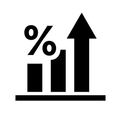 Aufkleber - Percentage and increase bar graph silhouette icon. Vector.