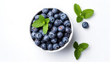 blueberries on a plate on a white background 