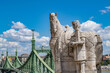 Stone sculpture of Saint Stephen and Liberty bridge, Budapest
