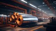 industrial plant for the production of sheet metal in a steel mill - storage of sheet rolls