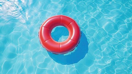 Sticker - Inflatable ring in swimming pool, top view. Banner for design