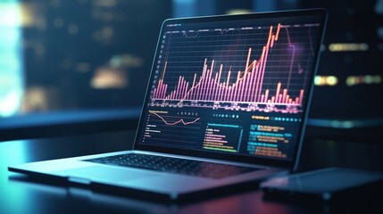 The younger generation is using laptops, phones and tablets with stock status information or stock charts. Stock trend chart graph analysis. Business concept