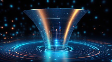 Aufkleber - 5G technology wireless data transmission, high-speed internet. Information flow in abstract cyberspace. 3d illustration of big data digital funnel