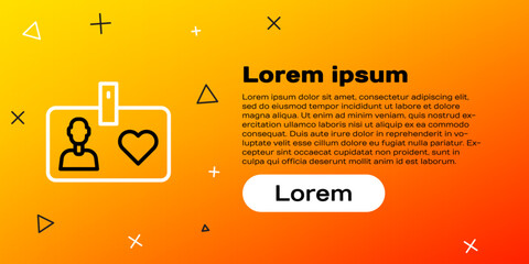 Poster - Line Identification card volunteer icon isolated on yellow background. Volunteer id card or badge. Colorful outline concept. Vector