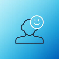 Wall Mural - Line Good mood icon isolated on blue background. Colorful outline concept. Vector