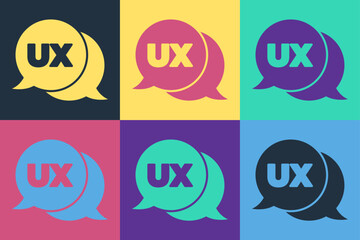Poster - Pop art UI or UX design icon isolated on color background. Vector