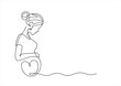 © mitay20 - Continuous line drawing of a pregnant woman. One line drawing of a pregnant woman. Pregnant belly. Minimalist contour illustration of a happy mother.