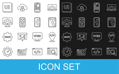 Poster - Set line UI or UX design, Front end development, Web, Mobile Apps, and icon. Vector