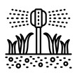 irrigation sprinkler System vector outline icon design Lawn and Gardening symbol Farm and Plant sign, agriculture and horticulture equipment stock illustration automated Water Applying Machine concept