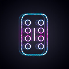 Wall Mural - Glowing neon line Sedative pills icon isolated on black background. Vector