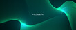 3D green techno abstract background overlap layer on dark space with glowing waves shape effect decoration. Modern graphic design element lines style concept for banner, flyer, card, or brochure cover