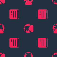 Poster - Set Browser window and Social network on seamless pattern. Vector