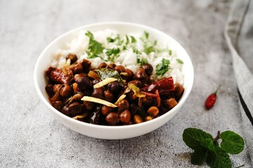 Wall Mural - Kala Channa or Black chickpeas | Kerala Kadala curry served with rice and idiyappam