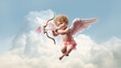 Adorable little cupid shooting arrow on Valentine's day