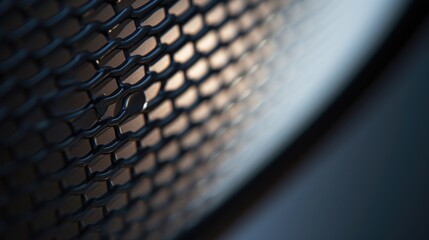 Canvas Print - A close up of a metal mesh on a black background, AI