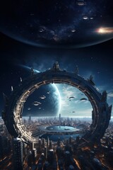concept of the city of the future. colonization of new planets and architecture of the future, verti