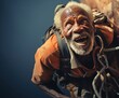 Black Male Elderly Rock Climber Sport Climbing Setting Generative AI