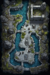 Wall Mural - DnD Map Lakebound Keep - Stone Battlements